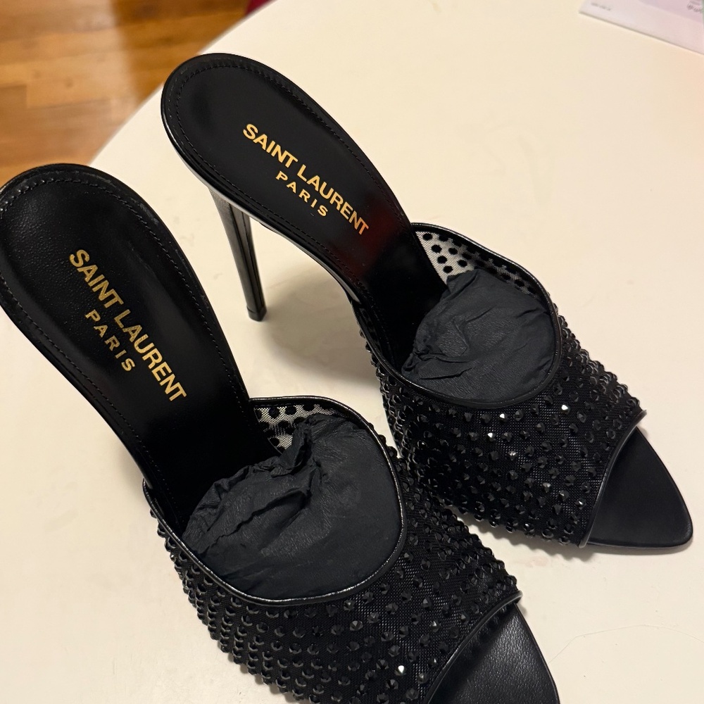YSL blonde mules